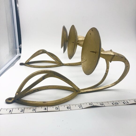 Set Of 2 Vintage Hold Wrought Iron Wall Sconces Scroll Pillar - Picture 2 of 9